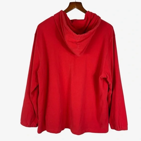 Eileen Fisher Woman Organic Cotton Full Zip Hoodie Size 2X Tomato Red Pockets - Picture 5 of 10